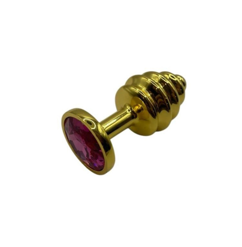 Металева анальна пробка із кристалом Пікантні Штучки Gold Ruby - розмір S - купити в Києві, Україні